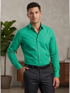 EXPRESS 1MX extra Slim Fit Men’s Dress Shirt Bright Green Size M